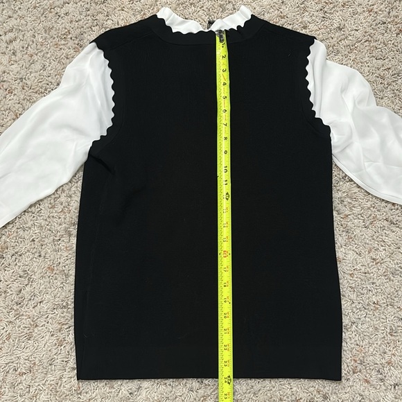 Adrianna Papell Scallop V-Neck Vest with Blouse Sleeves and Tie detail NWOT - Picture 12 of 13